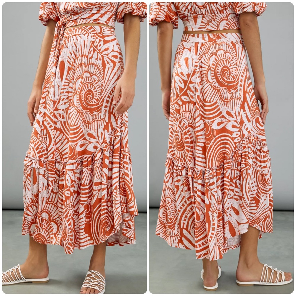 Anthro Bohdi Boho Wrap Top and Midi Skirt M/L - Picture 12 of 15